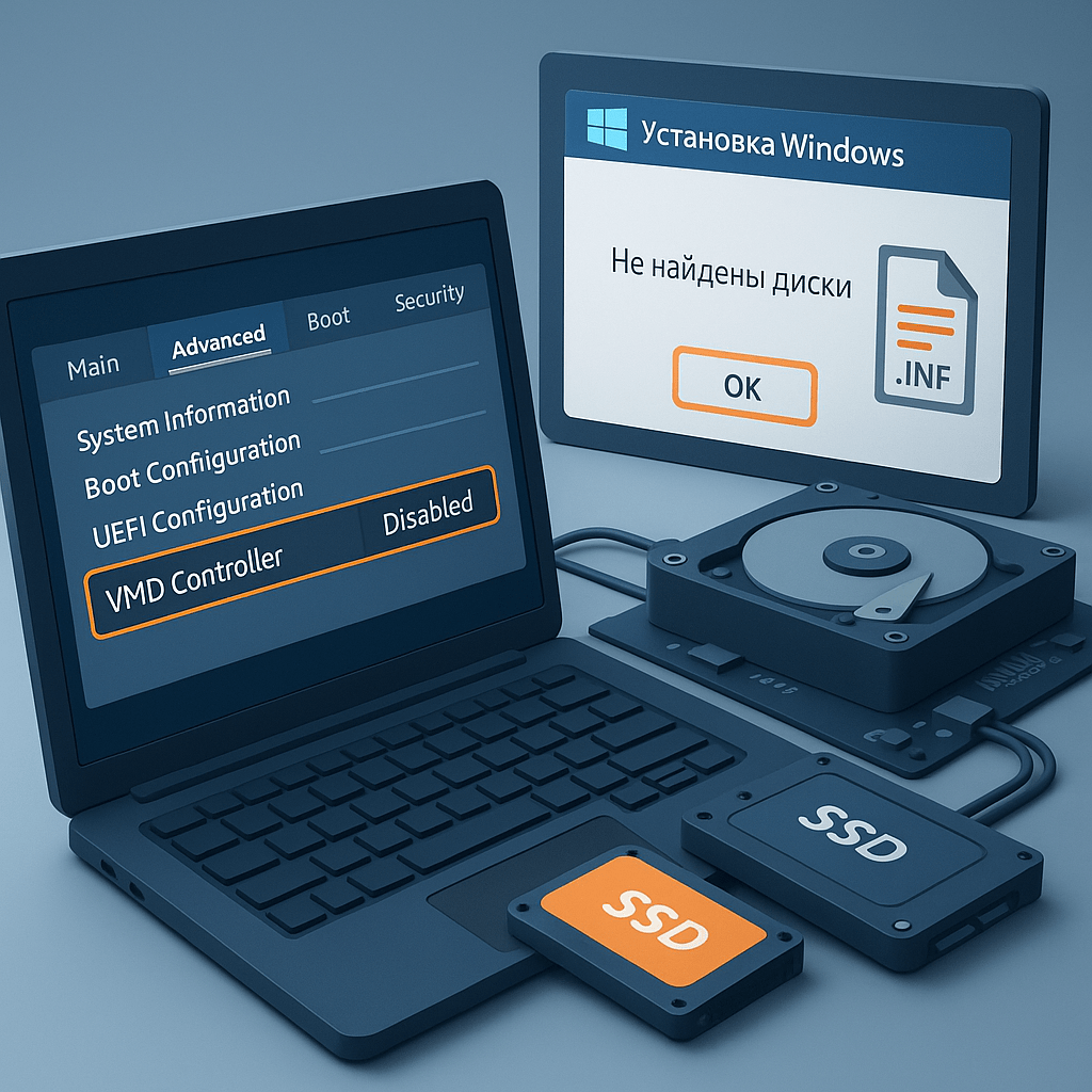 не видит жесткий диск или SSD при установке Windows